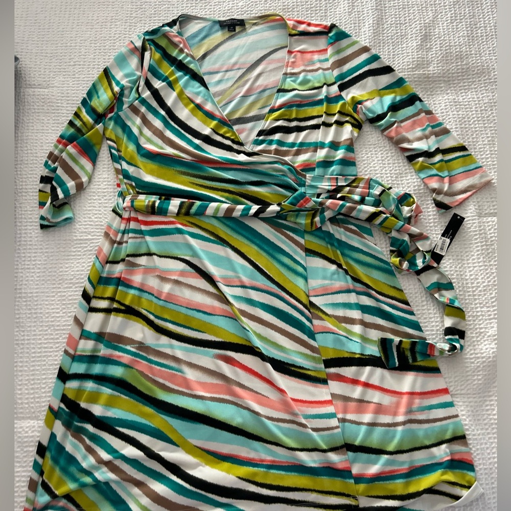 Tahari Multicolor Striped Long Sleeve Dress